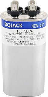 BOJACK 15 uF ±6% 15 MFD 370V/440V CBB65 Oval Run Start Capacitor for AC Motor Run or Fan Start and C