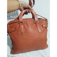 Preloved Hoze Genuine Leather Bag,Loptop Bag 14"inch,Document Bag,Orange with Sling