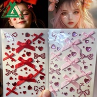 FORBETTER Face Gem Sticker, Bowknot Shiny 3D Rhinestone Sticker, Safe Waterproof Self-adhesive Y2K F