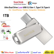 SANDISK Ultra DualDrive LUXE FlashDrive 1TB (400MB/s) (Metal) USB3.2 Gen1, Type C, A OTG Flash drive ของแท้ แฟลชไดรฟ์ โทรศัพท์ มือถือ Tablet SDDDC4