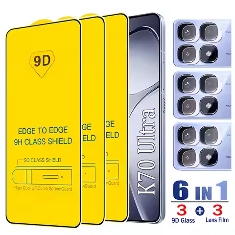 6IN1 9D Full Cover Glass For Xiaomi Redmi K70 K60 K50 Ultra K40 Gaming K40S K70E Screen Protectors F