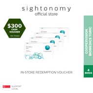 [sightonomy]  $300 Voucher For 4 Boxes of CooperVision Biomedics Toric Monthly Disposable Contact Lenses