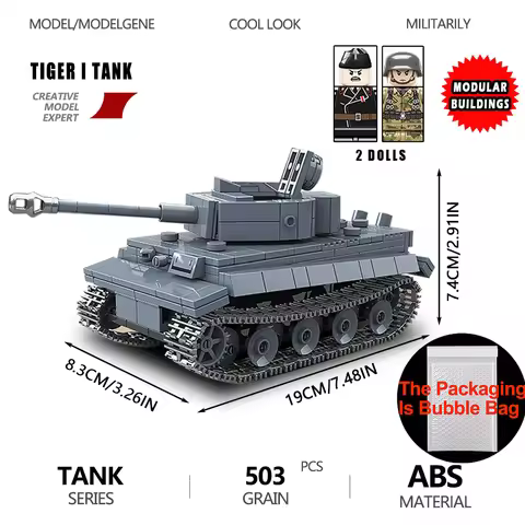 Military Series Panzer Tiger I Heavy Tank Building Blocks DIY Vehicle KV-2 M4A3 Tank Model Assembly 