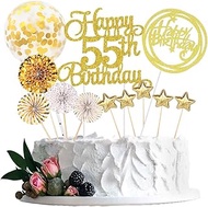 Cake Decoration 55th Birthday Gold Woman Men Happy Birthday 55th Glitter Cake Topper 55th Cake Decor