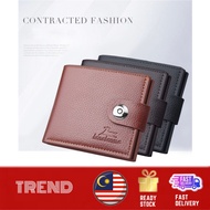 TREND🎁Men Wallet Leather Zipper Bifold New Design Dompet Lelaki Fashion Casual Card Wallet ID Window CaseShort Wallet