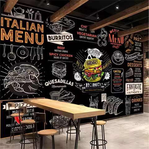 Customized products European American Burger Italian Pizza Western Fast Food Restaurant Wallpaper Mu