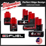 🇲🇾 100% Original MILWAUKEE M12™ FUEL REDLITHIUM™ Battery Pack 2.5Ah / 3.0Ah / 4.0Ah / 5.0Ah / 6.0Ah 