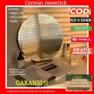 Circle Mirror + wooden support Aesthetic Mirror/ Round mirror /