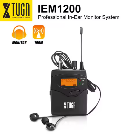 XTUGA IEM1200 550-580Mhz In Ear Monitor System Singles Bodypack Receiver Monitoring with In Earphone