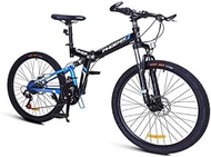 Fashionable Simplicity 24-Speed Mountain Bikes Folding High-carbon Steel Frame Mountain Trail Bike Dual Suspension Kids Adult Mens Mountain Bicycle