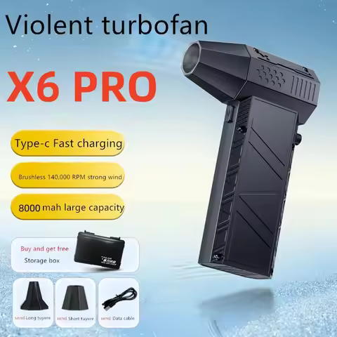 X6 Mini Turbo Jet Fan 53M/S Portable Turbo Fan 140000RPM Jet Turbo Blower Brushless Motor Handheld D