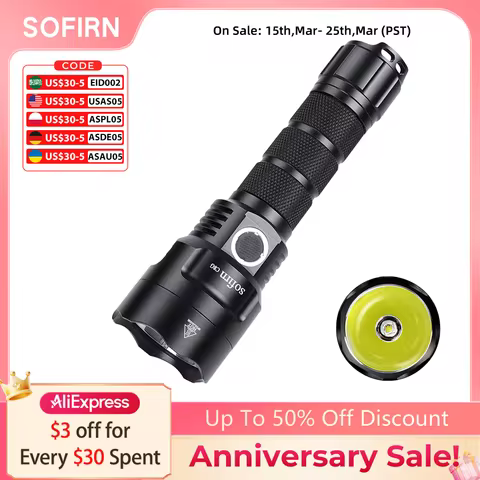 Sofirn C8G Powerful 21700 LED Tactical Flashlight SST40 2000lm 18650 Recharge Battery Torch with ATR