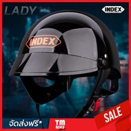หมวกกันน็อค INDEX รุ่น LADY สีดำ (BLACK) แถมฟรี กระจกหน้าหมวกหน้าคละสี 1ชิ้น หมวกกันน็อคครึ่งใบ ขนาดเดียว(ONE SIZE) โดย TMBIKESHOP