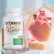 Vitamin K2 (MK7) with D3 Supplement Non-GMO Formula 5000 IU Vitamin D3 and 90 mcg Vitamin K2 MK-7 Ea