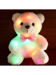 1個led泰迪熊玩具,可愛的發光熊毛絨玩具創意色彩繽紛發光娃娃禮物,適用於臥室