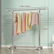LG Rak Gantungan Baju Besi Stainlees 240CM Stand Hanger Stainlees Double Jemuran Pakaian Dengan Roda