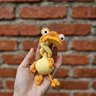Long Neck Duck - yellow check Duck - Crochet Duck Charm