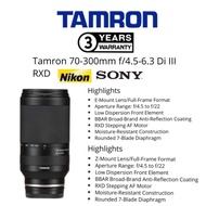 (NEW STOCK 2026) TAMRON 70-300MM F/4.5-6.3 Di III RXD (3 YEARS WARRANTY) SONY E-MOUNT / NIKON Z MOUN