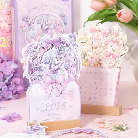 2026 3D Floral Desk Calendar Minimalist Style Desktop Decor With Writing Memo Planner Ins Aesthetic 