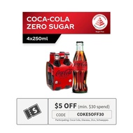 Coca-Cola Zero Sugar Glass Bottle (4 x 250ML)