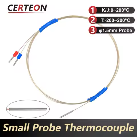 Waterproof Oil Resistant K/J/T Type Micro Thermocouple Sensor φ1.5 φ2.0mm High Temp Probe 0-480℃ Sta