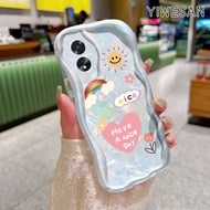 YIWESAN Casing Hp OPPO A18 OPPO A38 OPPO A2x 5G Case pelindung minimalis HP motif pelangi Casing ind