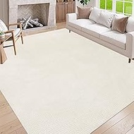 USTIDE 6'x9' Modern Easy Jute Outdoor Rug Large 6x9 Rug for Living Room Cream White Indoor Outdoor C