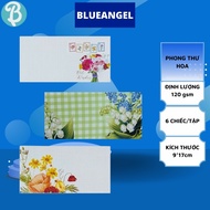 Blueangel Envelopes, Floral Envelopes 17 x 9 cm (6 Pieces/Set) - Various Envelopes