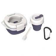 ชุดจานพับได้แบบพกพา Awada Silicone Camping Outdoor Integrated Storage Utensils Set Bowl Cup Spoon Gr