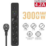 3000W AC Socket, Home Power Strip Extension Cable Electrical Socket Fi