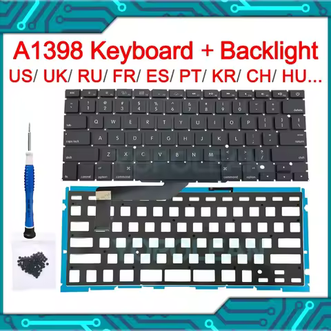 New Laptop Keyboard with Backlight Screw Tool For MacBook Pro Retina 15" A1398 2012 2013 2014 2015 Y