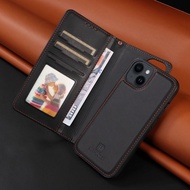 Removable Flip Case for iPhone 16 15 14 13 12 11 Pro Plus Max Leather 2 IN 1 Wallet Casing Anti-thef