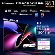 Hisense UX 116 inch RGB-Mini LED AI TV | World 1st RGB-Mini LED TV | Hi-View AI Engine X