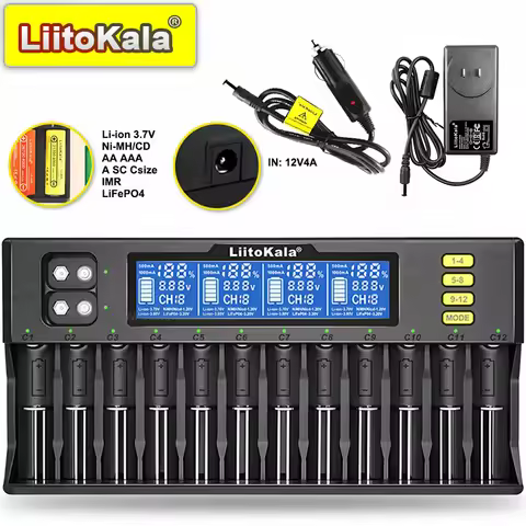 LiitoKala Lii-S12 S8 S6 AA AAA 16340 14500 18650 26650 21700 32700 Li-ion LiFePO4 Ni-MH/CD Battery s