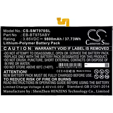 Li-Polymer Tablet Battery for Samsung,3.85v,9800mAh,Galaxy Tab S7 Plus 12.4 Galaxy Tab S7+ 12.4 2020