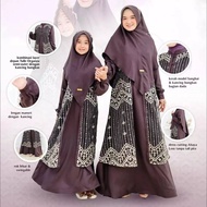 Eliza couple mom and kids gamis syari set khimar ibu dan anak L.XL gamis couple bahan ceruty Babydoll Mix Brukat