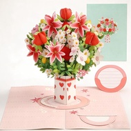 Layered 3D Card With Flowers / Handcrafted Valentine Bouquet / Express Your Feelings / 1 Card / Love
