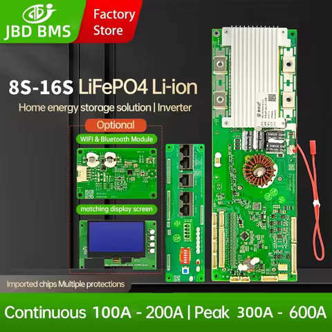 JBD BT Wifi Smart BMS 8S 24V LiFepo4 16S 48V ESS Energy Storage Inverter BMS 100A 150A 200A Li-ion N