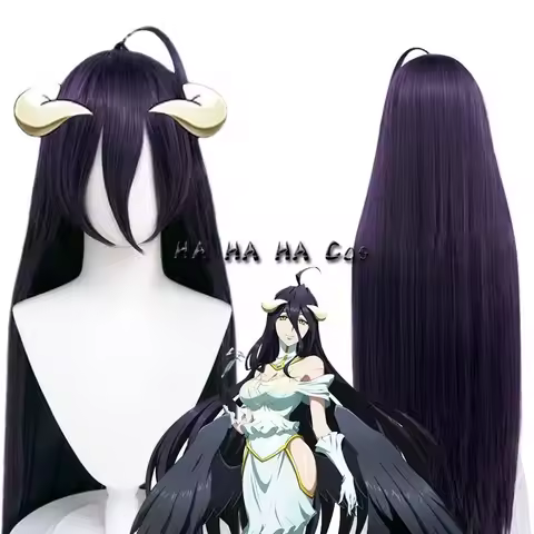 2025 12 Overlord Season 4 Albedo Anime Cosplay Wig Purple Long Hair Headwear Merciful Pure-White Dev