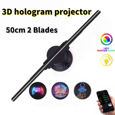 50cm 2 Blades 3D Hologram Projector Fan Led Display Projectors Lamp Sign Holographic Lamp Store Bar