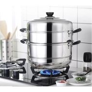 ♞,♘3 Layer Steamer Stainless Steel Cooking pots 28cm steamer Siomai Home Kitchen Cooker Steamer