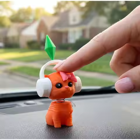 Cute Plumbob Dancing Cat Car Accessory The Sims Inspired Cat Figurine Ornament Creative Dashboard De