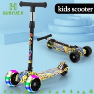HUAYUEJI Kids Scooter, with Flash Wheels Widened Pedals Children Scooter, High Quality Adjustable Height Lightweight Foldable 3 Wheel Scooter for 3-12 Year Kids