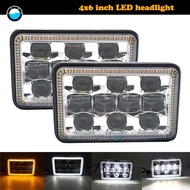 4X6 LED Square Headlight With White DRL & Amber Turn Signal Light For KW Kenworth T600 W900 T800 Tru
