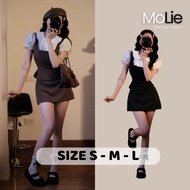 Set Lace Collar Ruffled Sleeve Shirt with A-Line Skirt S864 MoLie Women's Fashion
