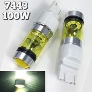 2pcs 7443 T20 7444 100W 20 Lights Yellow LED Decoding Highlight Fog Reversing Turn Signals Brake Tai