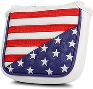 GonaFit USA Flag Magnetic Closure Golf Mallet Putter Head Cover for Taylormade Odyssey Scotty Cameron Ping, Durable and Light-Weighted Mallet Putter Headcover