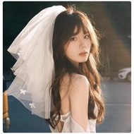 🇹🇼Taiwan Taiwan Ready Stock Veil Bridal Veil Hair Clip Veil Short Veil Bridal Veil Veil Hair Accesso