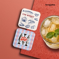 FERAGATHA Coaster Rectangle Coaster, aesthetic Seafood theme drink Coaster