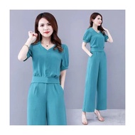 Nữ Thanh Lịch Mùa Hè Bộ Sợi Polyester 2 Bộ Đồ Tuổi Nữ Thần Phong Cách Bụng Bao Thời Trang Châu Âu Đầ